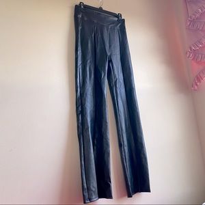 ABERCROMBIE & FITCH Black Leather Flare pants with slits at bottom
